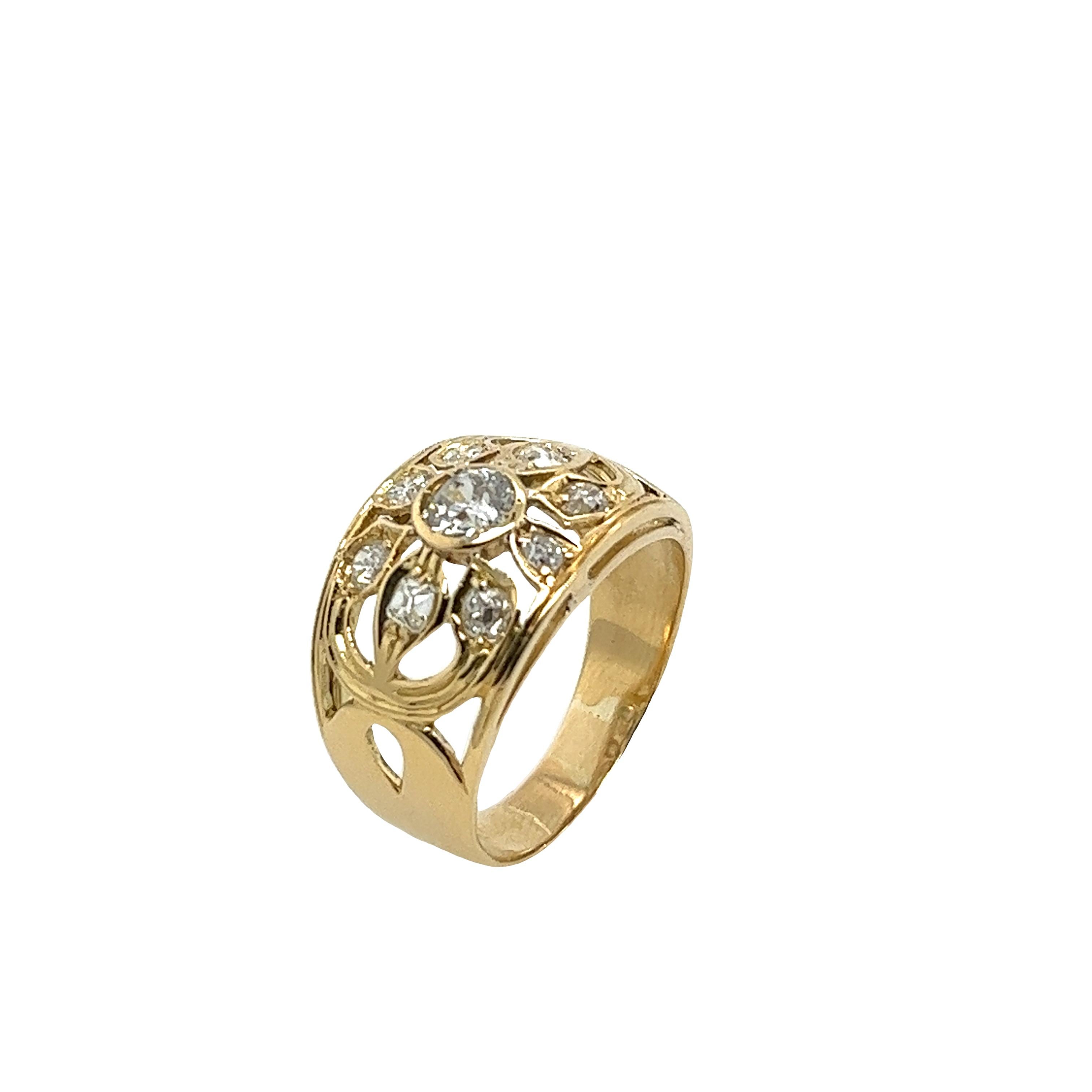 14 Karat Yell Gold Diamant-Kleidring mit 0,60 Karat natürlichen Diamanten im Zustand „Hervorragend“ in London, GB