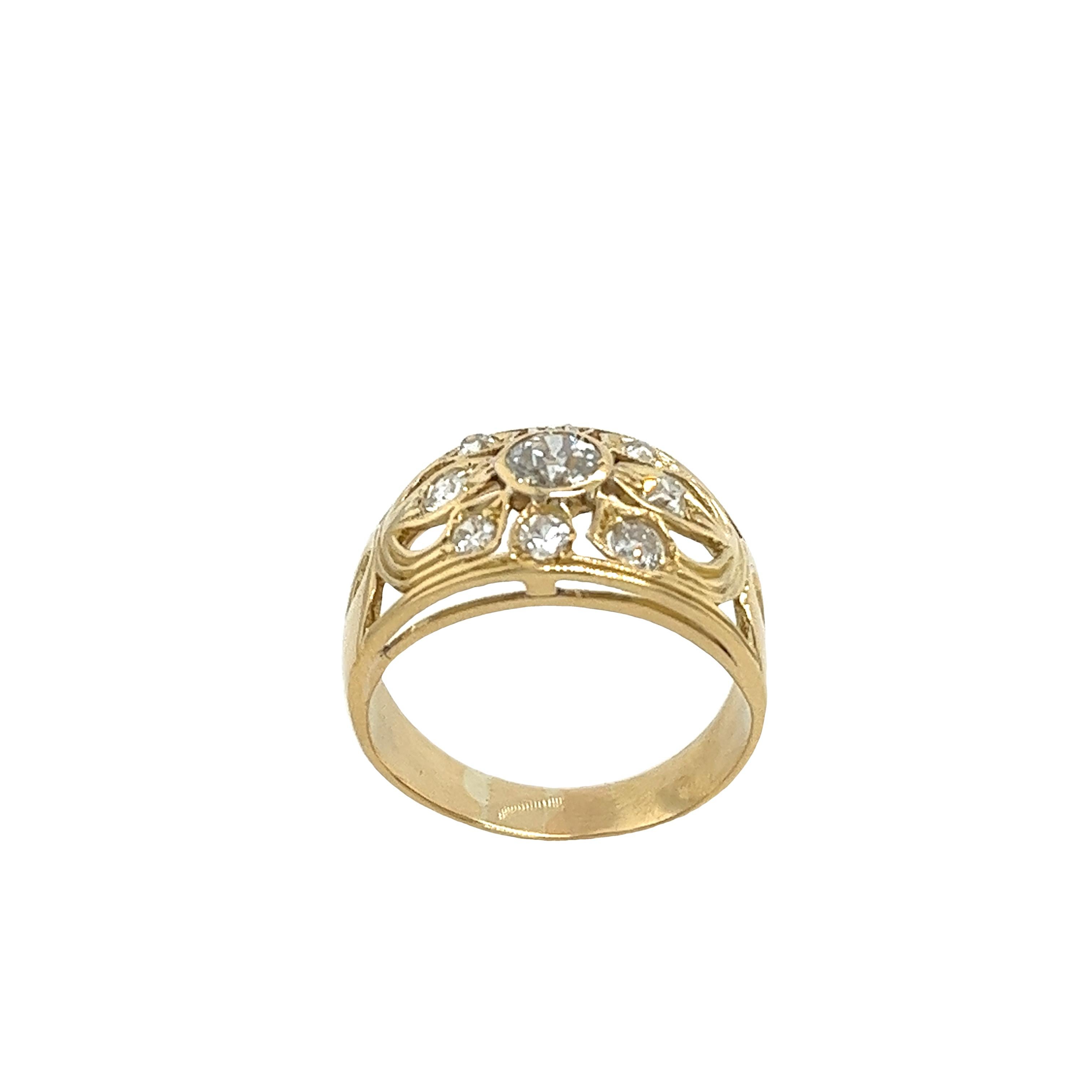 14ct YellGold Diamond Dress Ring Set With 0.60ct of Natural Diamonds For Sale 3