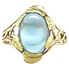 14ct Yellow and Green Gold Aquamarine Floral Ring 3.75ct