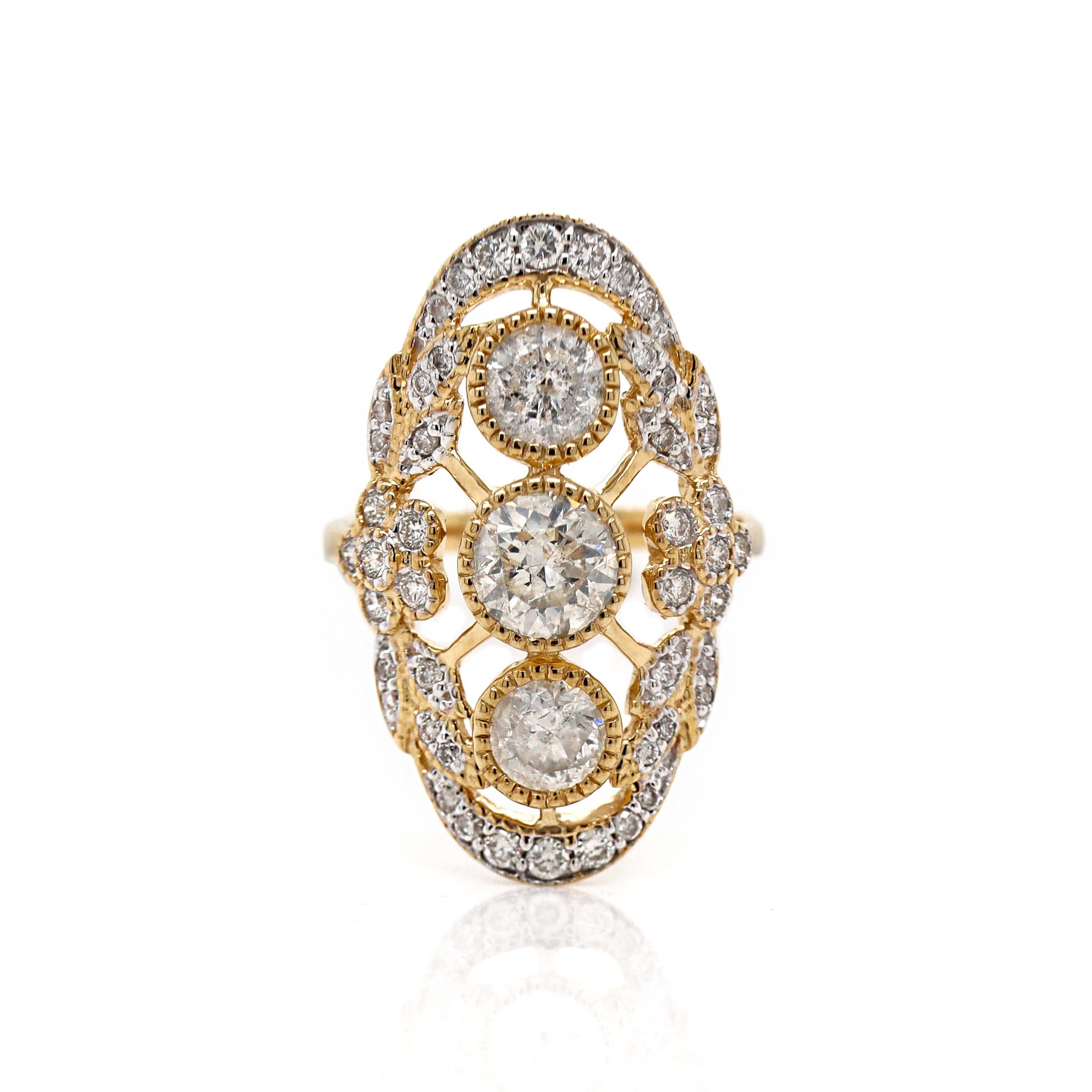 Bague habillée en or jaune et blanc 14 carats Neuf - En vente à Sydney, NSW