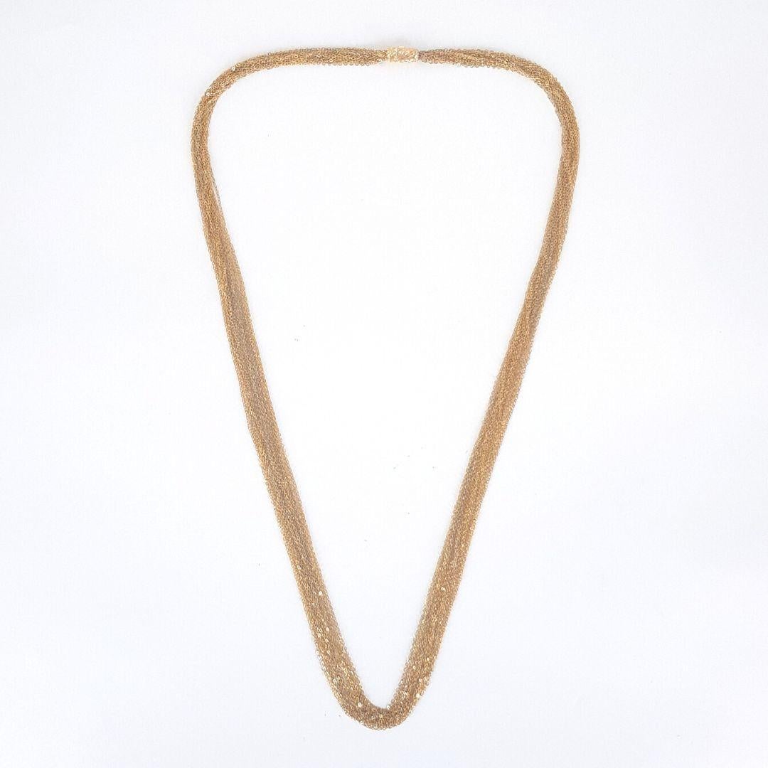 14-Karat-Gelb- und Weißgold Mehrstrang-Halskette Damen im Angebot
