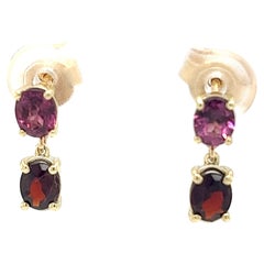 14ct Yellow Garnet & Pink Topaz Drop Earrings
