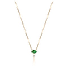 14ct Yellow Gold 0.50ct Tsavorite 
0.03ct Diamond Drop Necklace