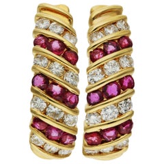 14ct Gelbgold 0,60ct Rubin & 0,70ct Diamant Ohrringe
