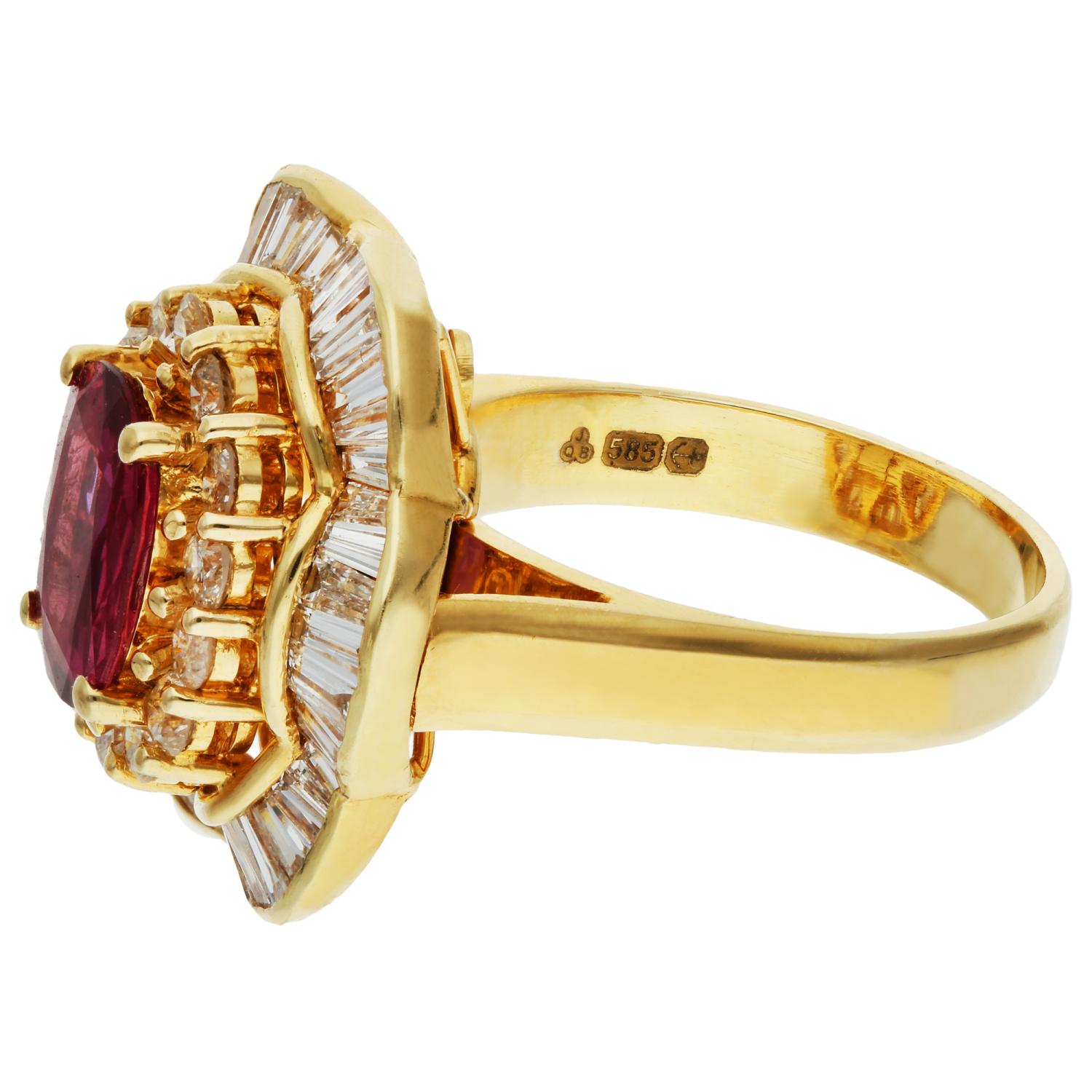 Women's 14ct Yellow Gold 0.95ct Ruby & 1.70ct Diamond Dress Ring For Sale