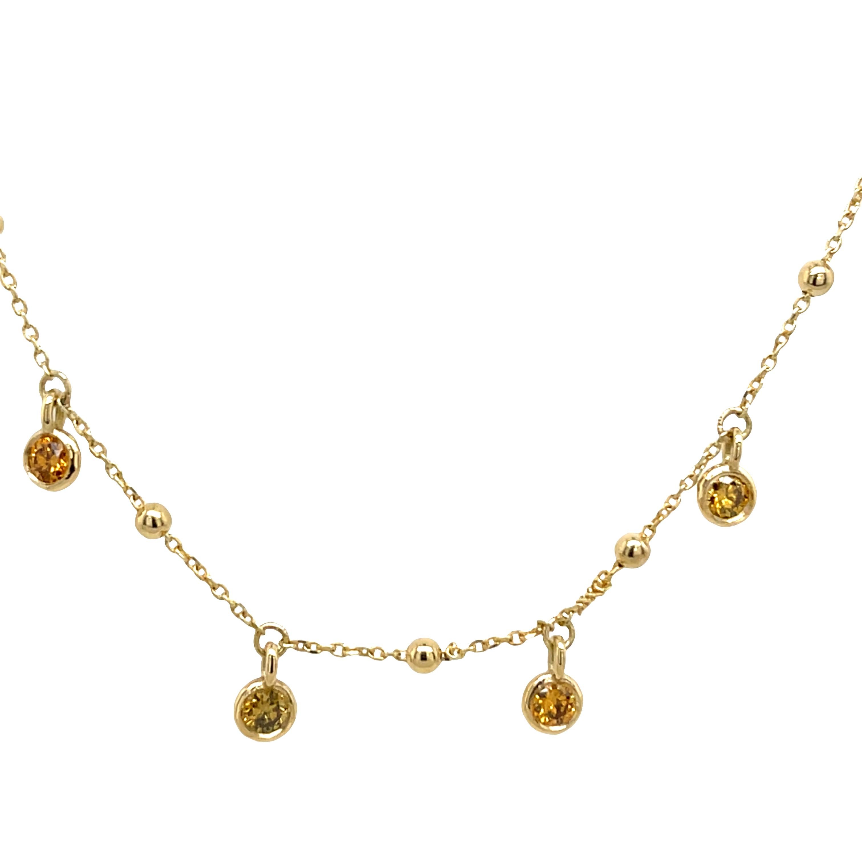 Collier en or jaune 14ct et diamant jaune brunâtre de 1,15ct Neuf - En vente à London, GB