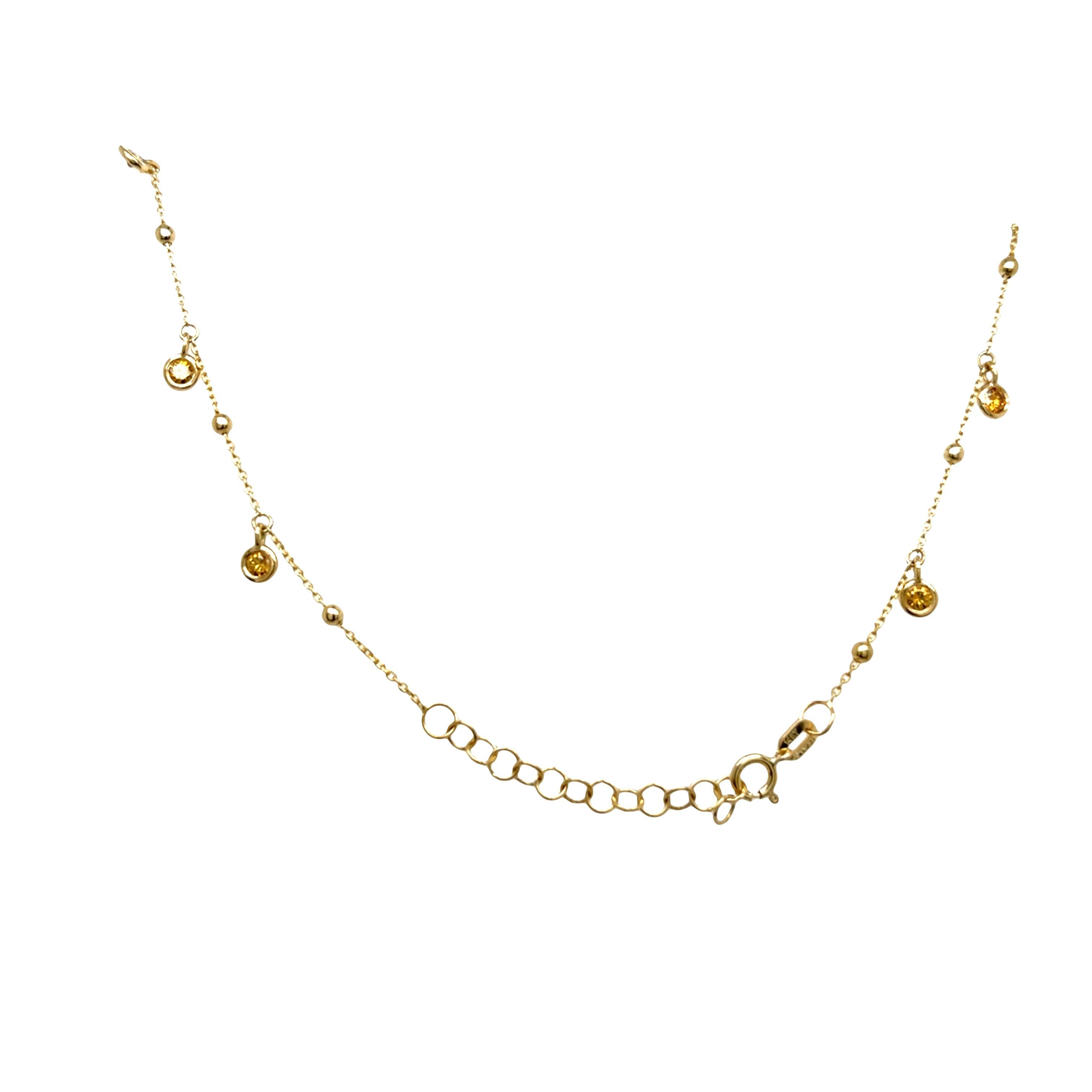 Collier en or jaune 14ct et diamant jaune brunâtre de 1,15ct Pour femmes en vente