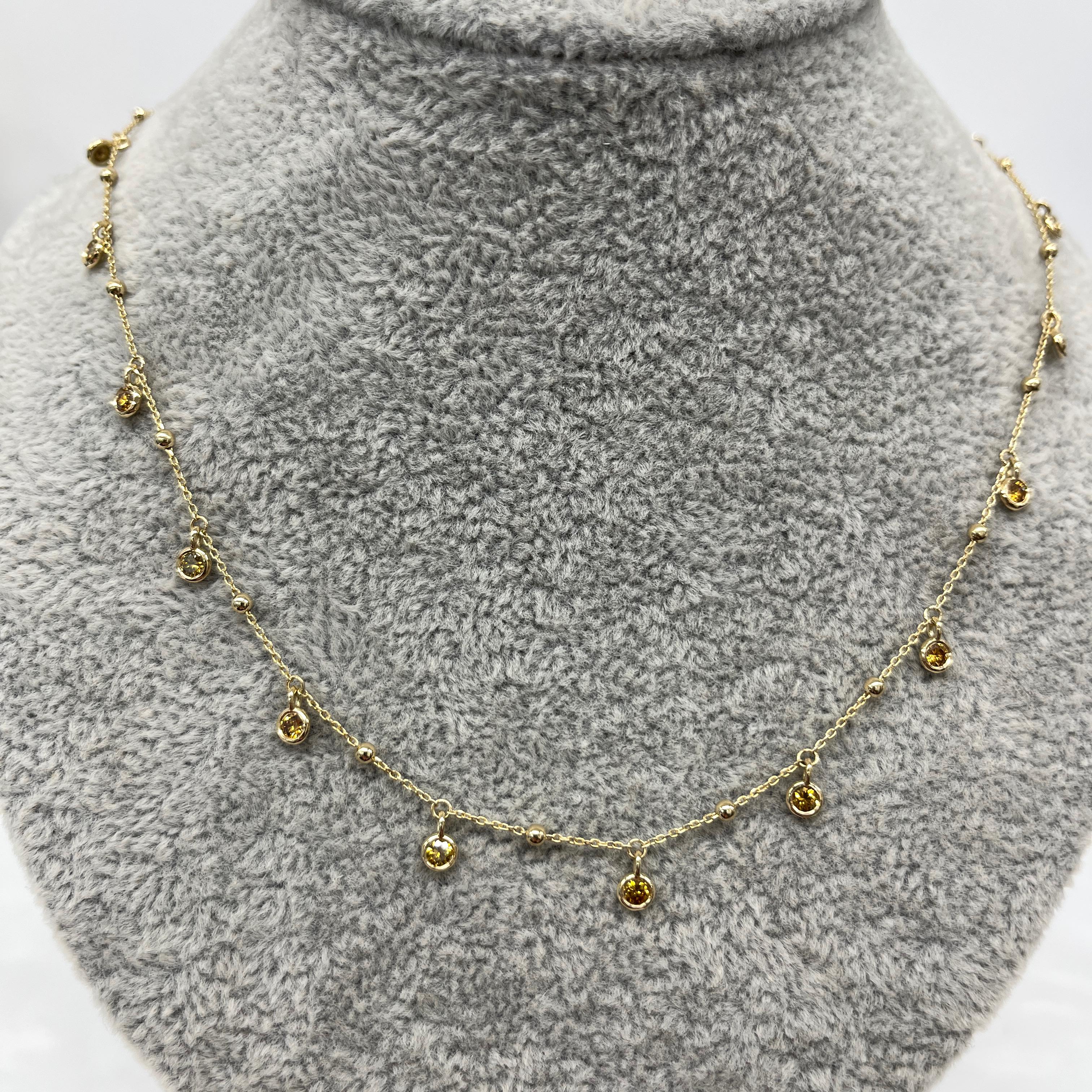 Collier en or jaune 14ct et diamant jaune brunâtre de 1,15ct en vente 1