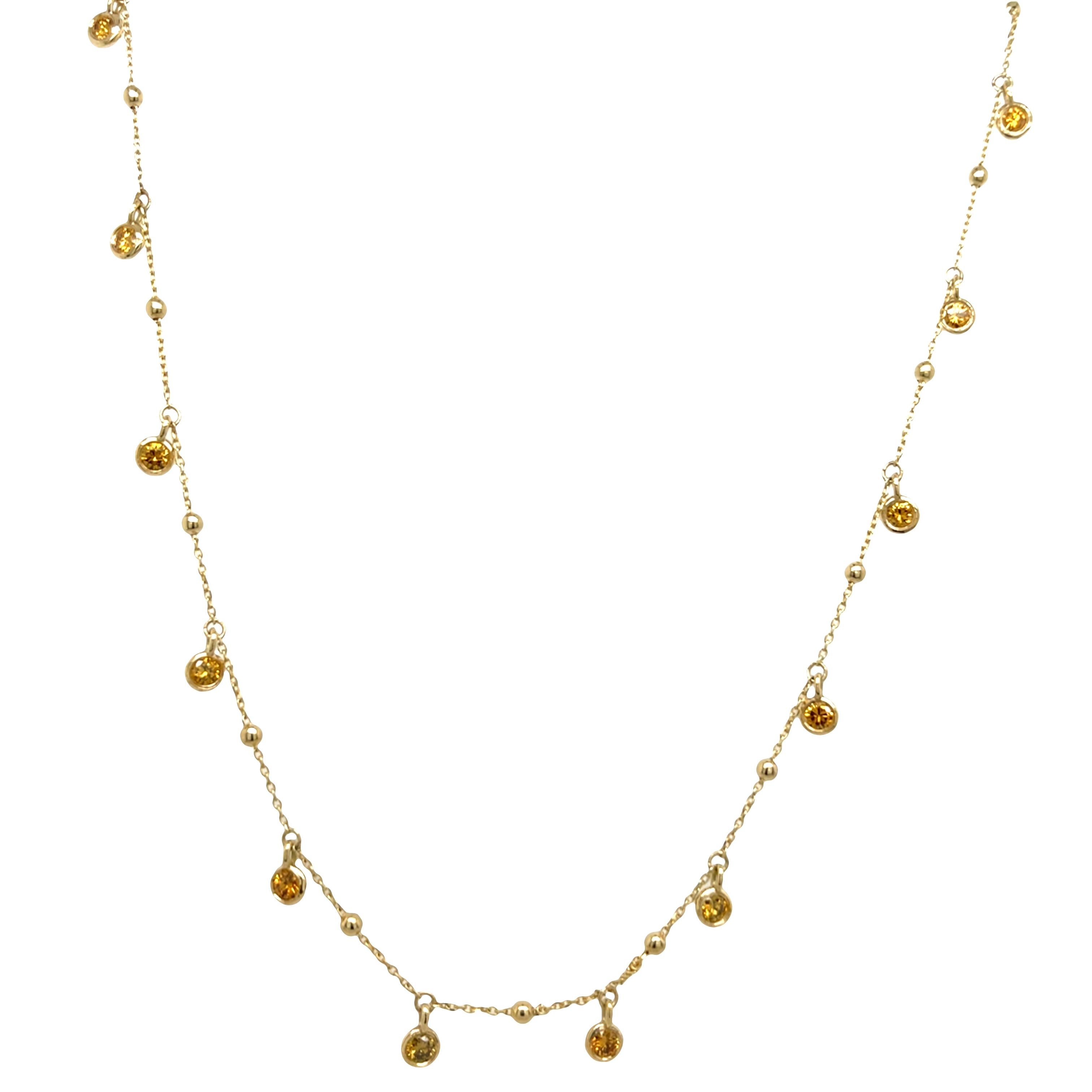 Collier en or jaune 14ct et diamant jaune brunâtre de 1,15ct