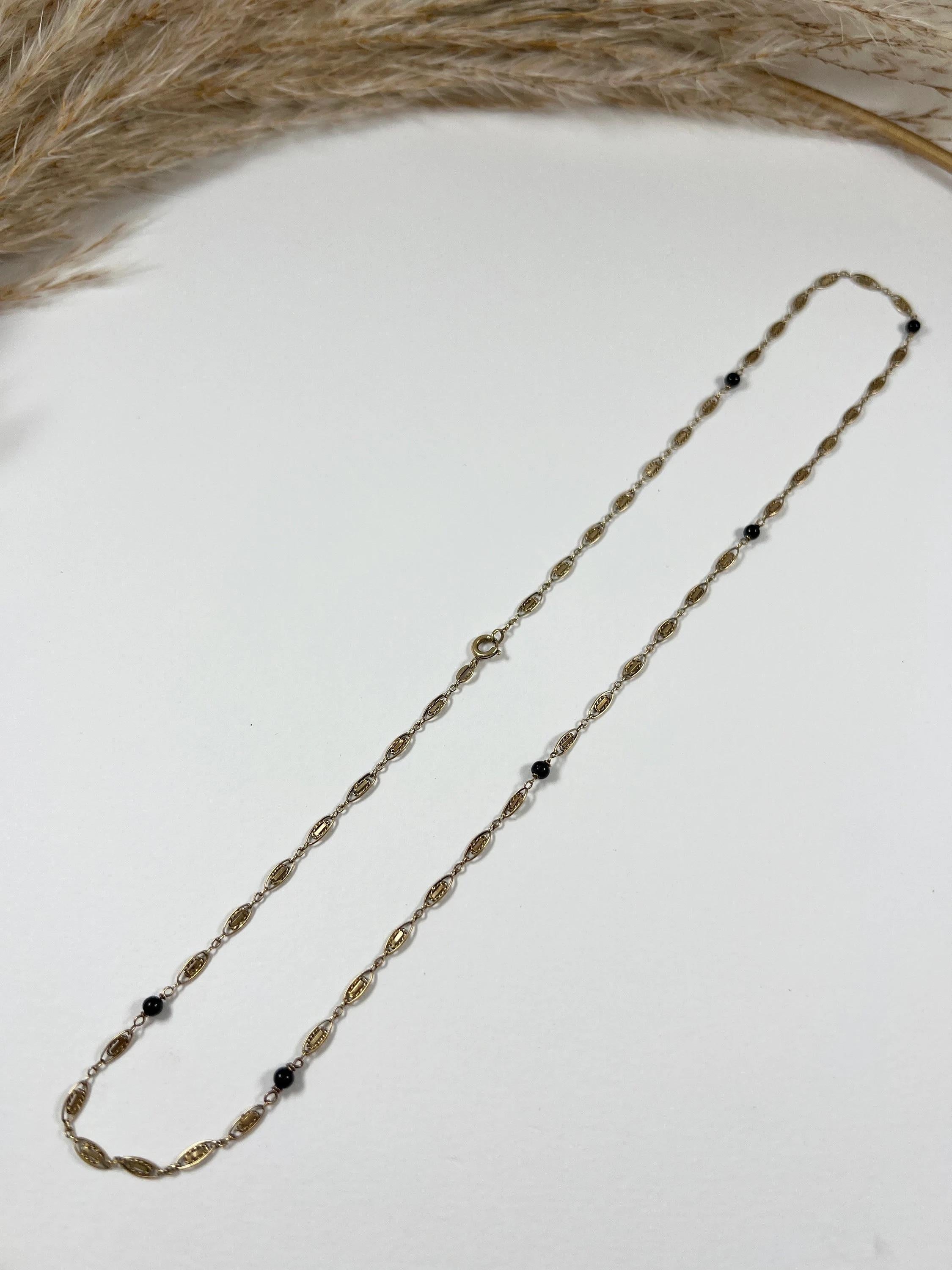 Chaîne à maillons ovales fantaisie en or jaune 14 carats de 18 1/4 pouces, années 1930 en vente 5