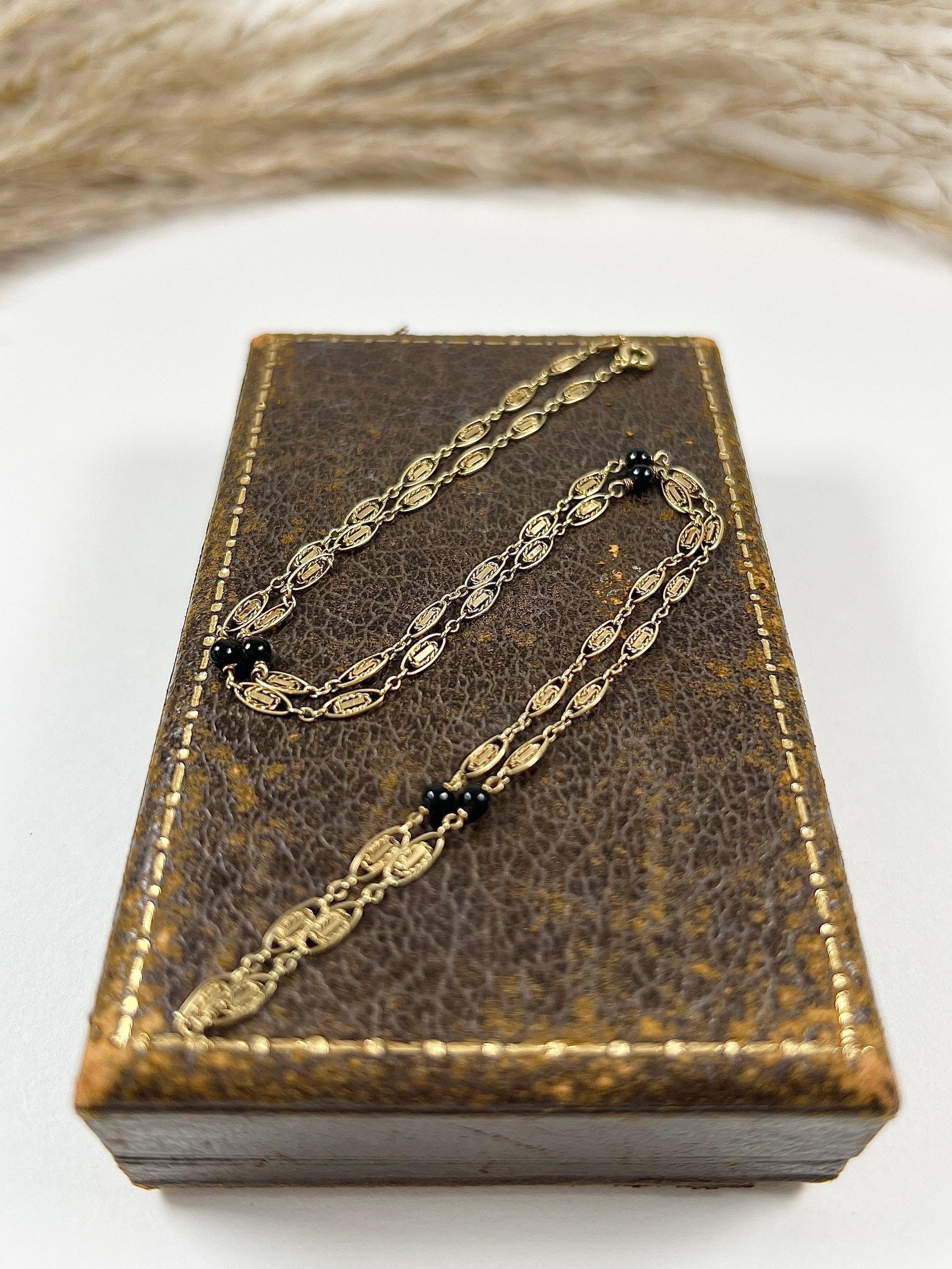 Chaîne à maillons ovales fantaisie en or jaune 14 carats de 18 1/4 pouces, années 1930 en vente 6