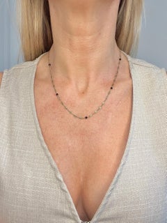 14ct Yellow Gold 18 1/4 inch, 1930s Fancy Oval Link Chain with Onyx Balls