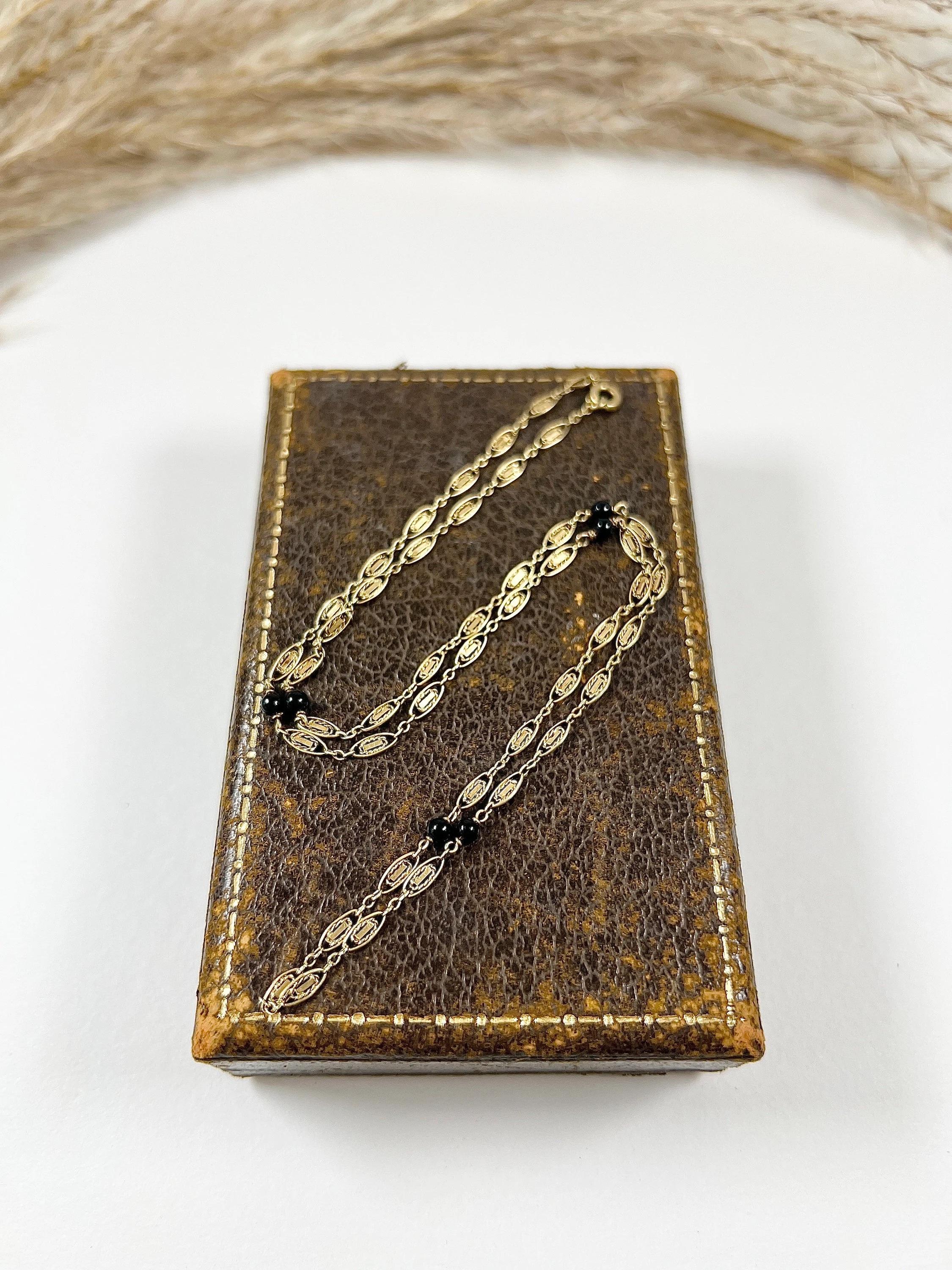 Chaîne à maillons ovales fantaisie en or jaune 14 carats de 18 1/4 pouces, années 1930 en vente 1