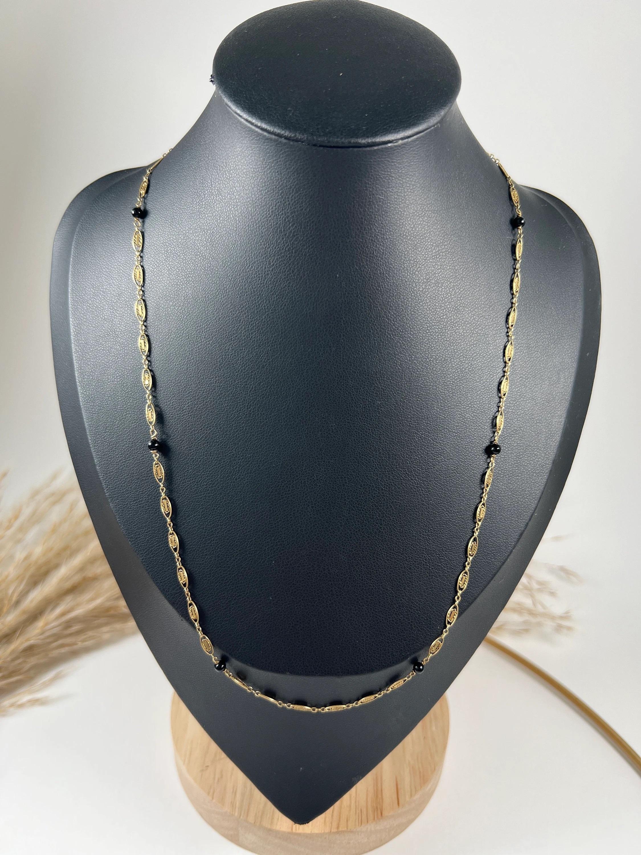 Chaîne à maillons ovales fantaisie en or jaune 14 carats de 18 1/4 pouces, années 1930 en vente 2