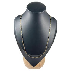 14ct Yellow Gold 18 1/4 inch, 1930s Fancy Oval Link Chain with Onyx Balls