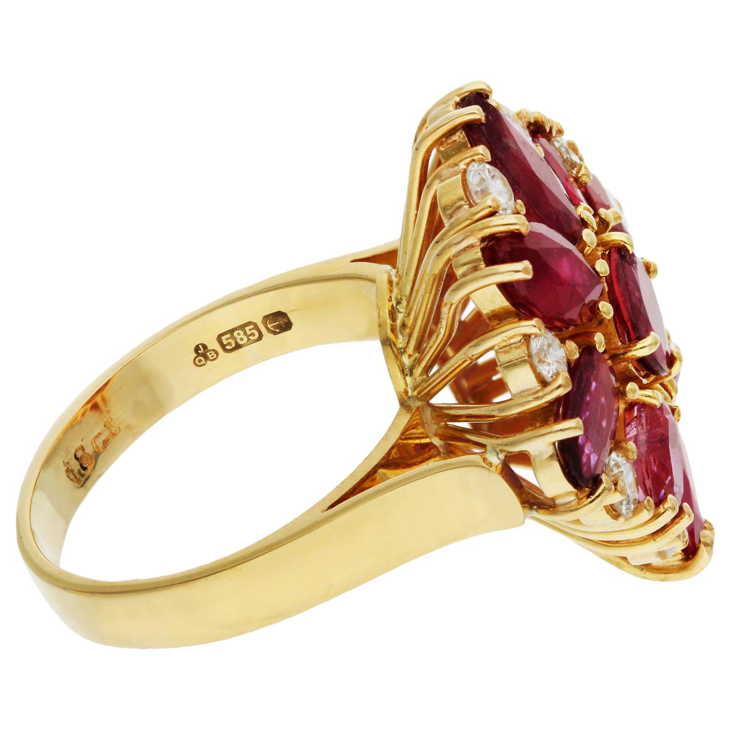 14ct Yellow Gold 2.00ct Ruby & 0.50ct Diamond Cocktail Ring For Sale 2