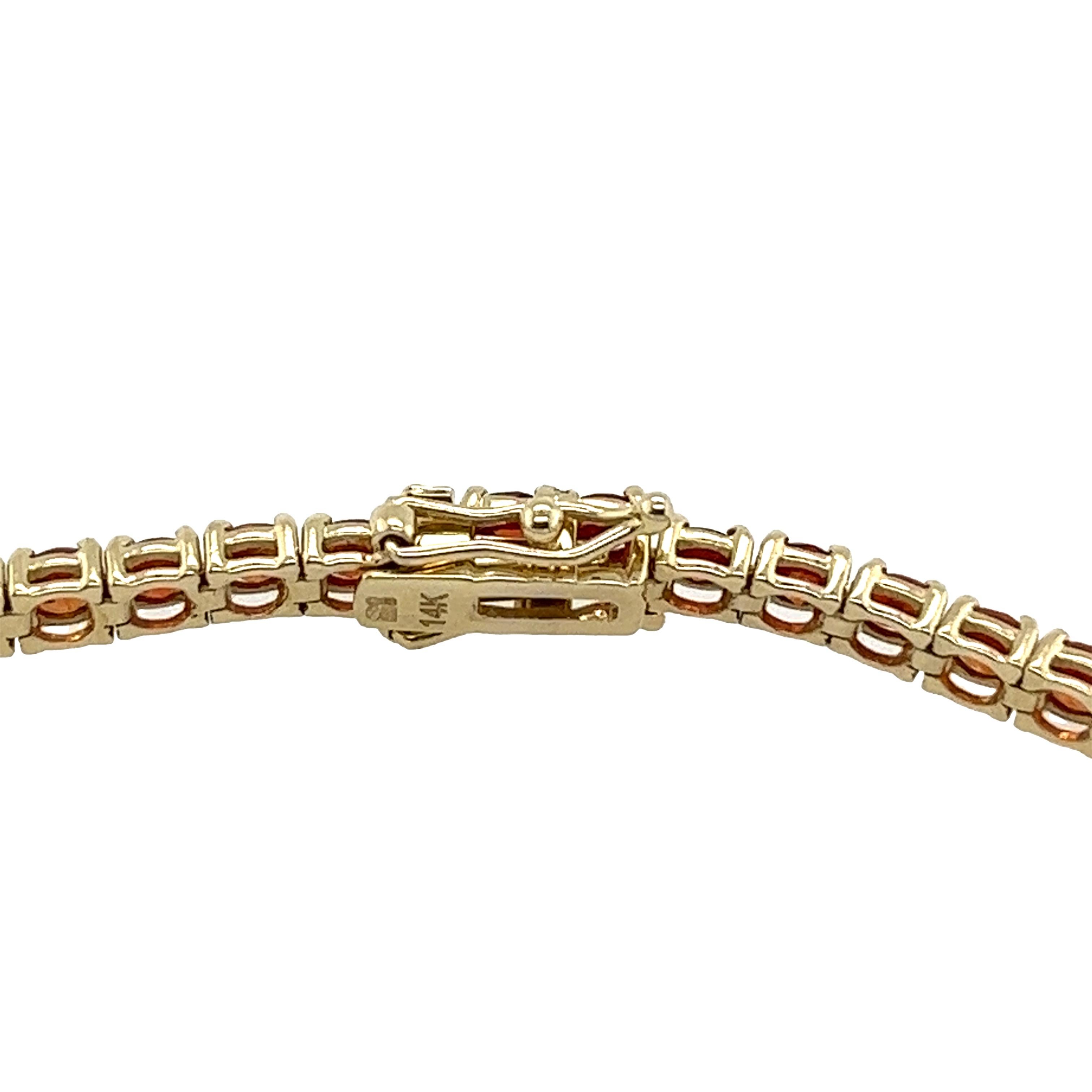 Round Cut 14ct Yellow Gold 8.0ct Natural Sapphires Rainbow Bracelet For Sale