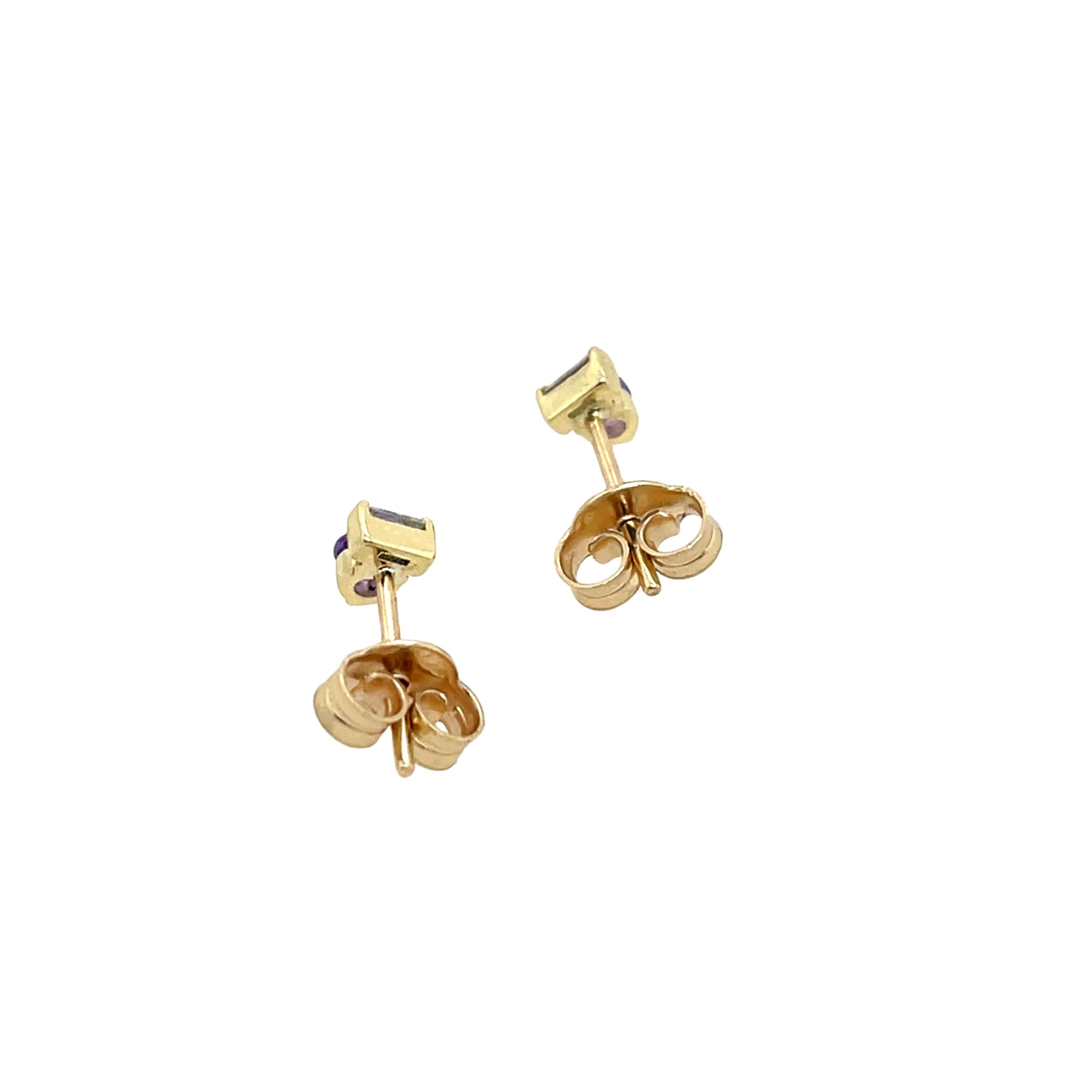 A timeless pair of earrings crafted in 14ct yellow gold, 
featuring vibrant amethyst gemstones and sparkling diamonds. 
Perfect for adding elegance to any look.

Total Diamond Weight: 0.08ct
Diamond Colour: H
Diamond Clarity: SI1
Total Weight: