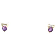 Boucles d'oreilles en or jaune 14ct Améthyste et diamants