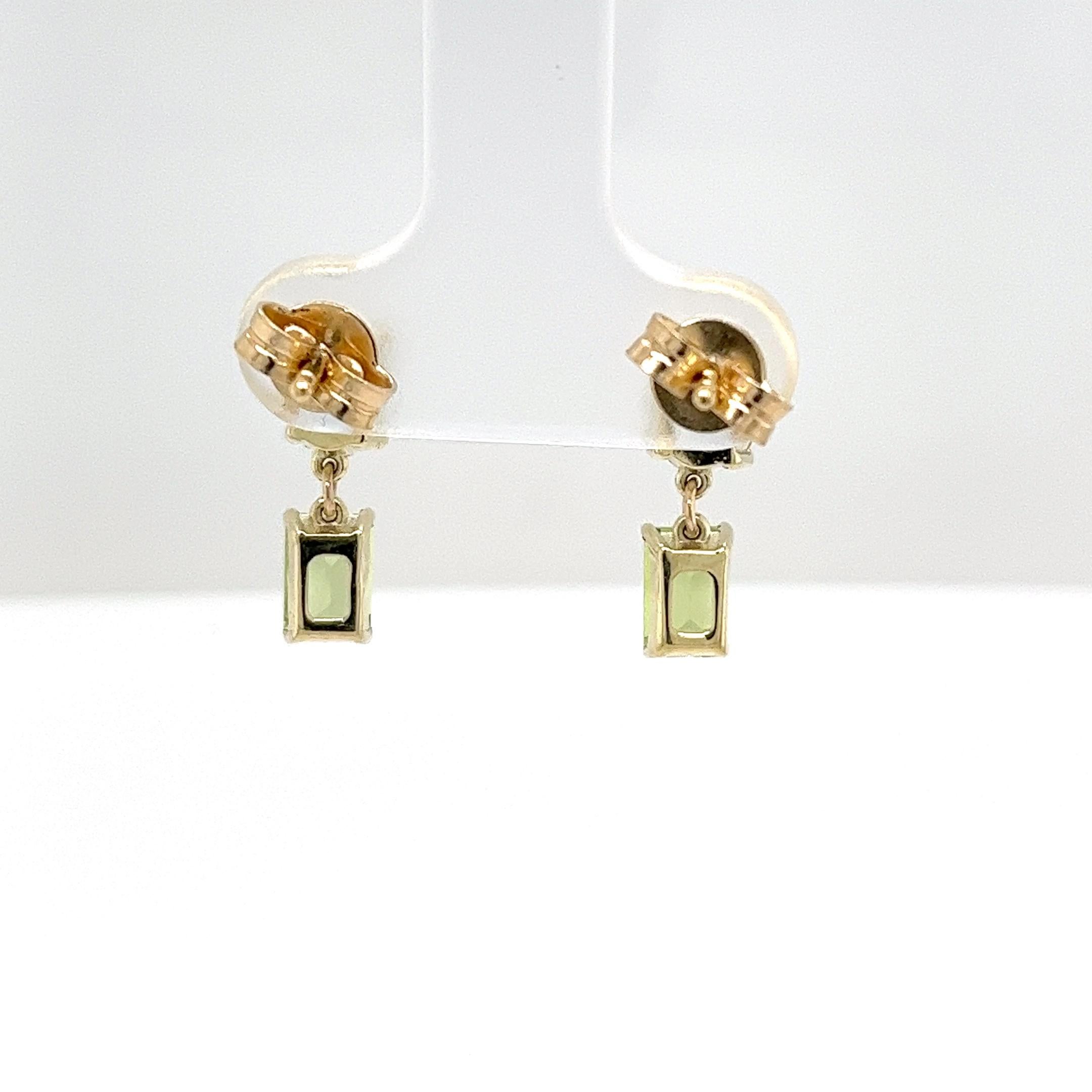 14ct Yellow Gold Aquamarine and Peridot Drop Earrings 1