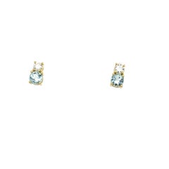14ct Yellow Gold Aquamarine & Diamond Earrings