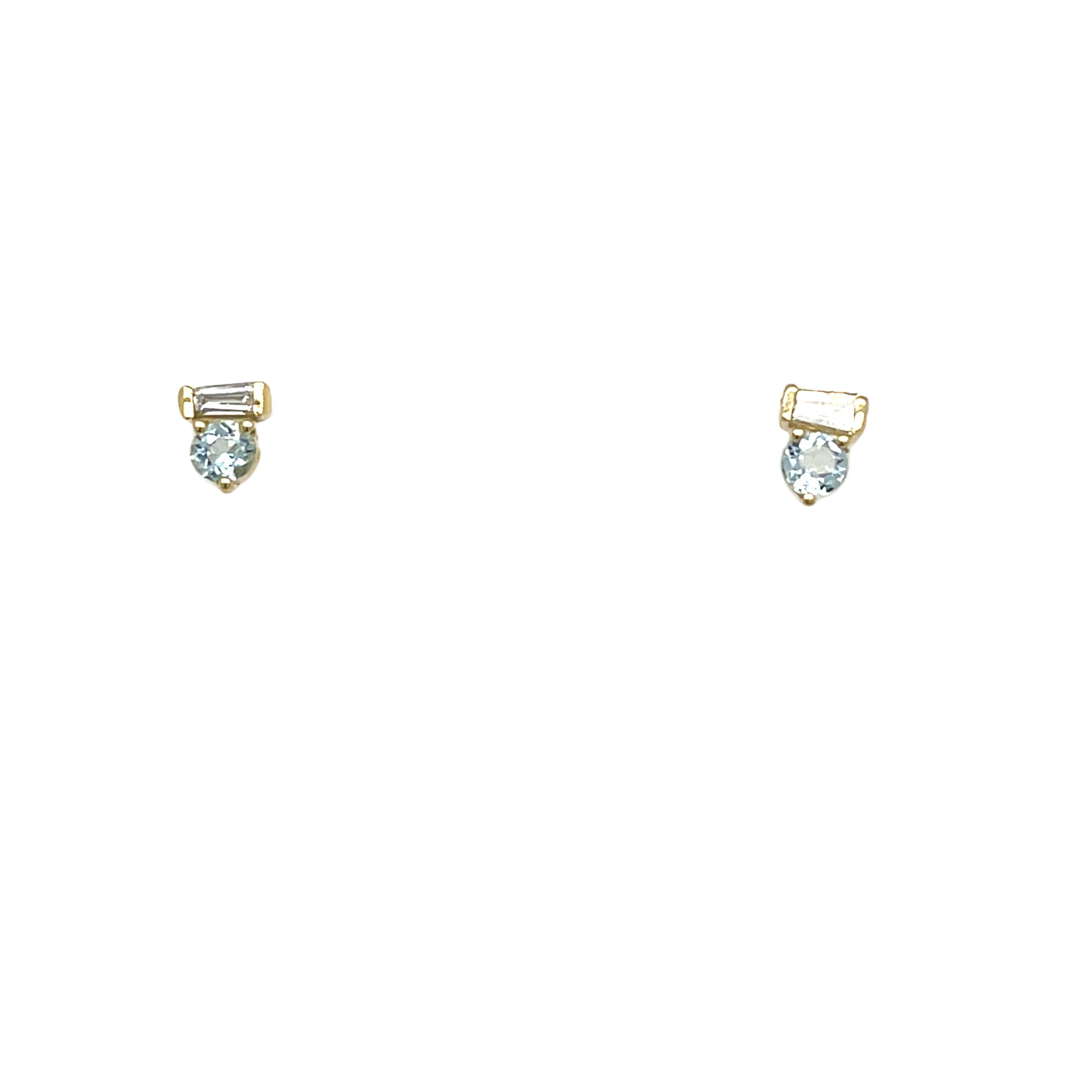 Orecchini con acquamarina e diamanti in oro giallo 14ct In condizioni Nuovo in vendita a London, GB