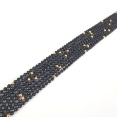 14 Carat Yellow Gold, Black Beaded Necklace