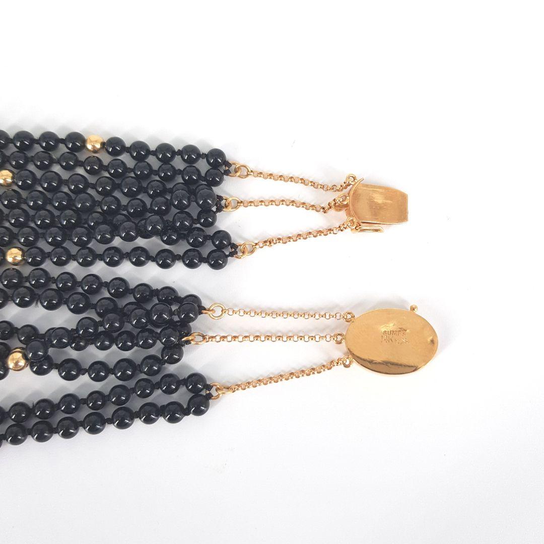 14 Karat Gelbgold, schwarze Perlen-Halskette für Damen oder Herren im Angebot