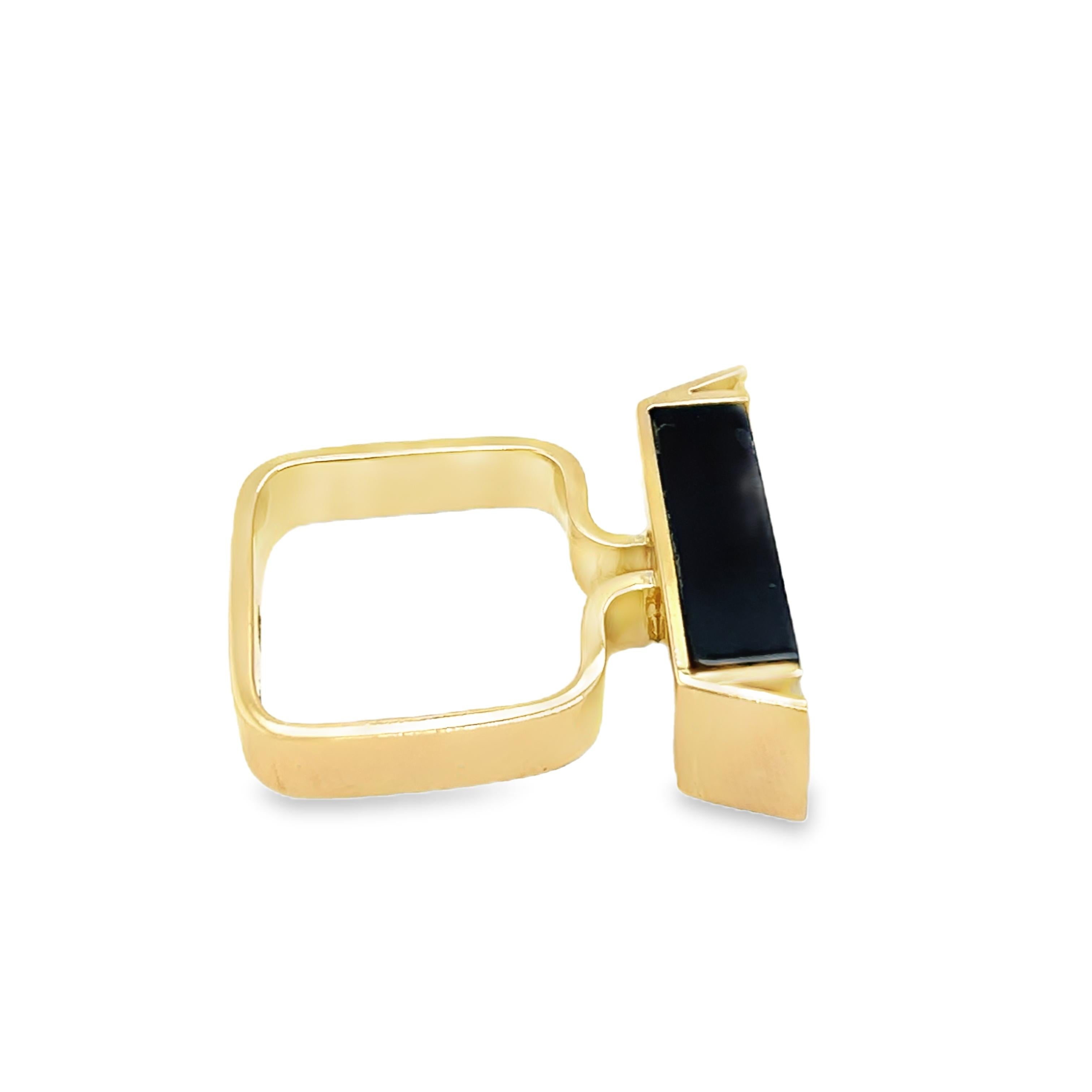 De las mujeres Anillo de Oro Amarillo 14ct Ónix Negro y Diamante en venta