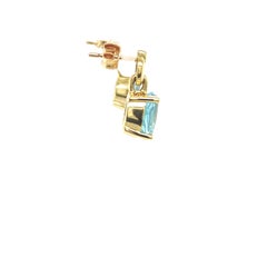 14ct Yellow Gold Blue Topaz Drop Earrings