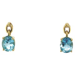 14ct Yellow Gold Blue Topaz Drop Earrings