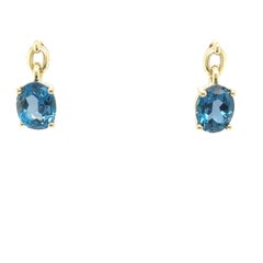 14ct Yellow Gold Blue Topaz Drop Earrings