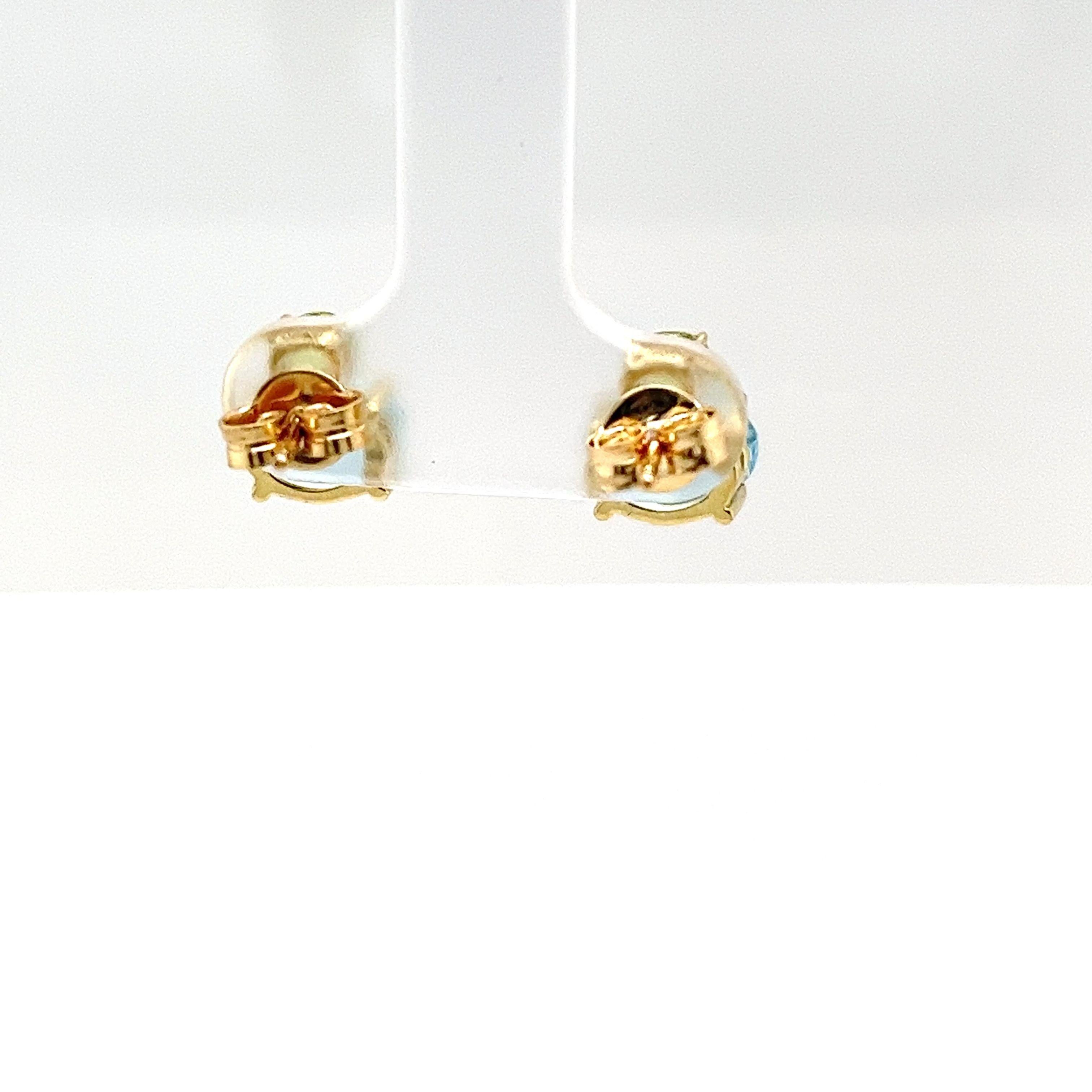 14ct Gelbgold Blautopas & Peridot Ohrringe Damen im Angebot