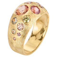 Anello Bombè in oro giallo 14ct con zaffiri di provenienza etica