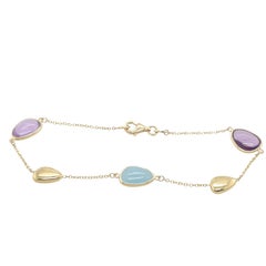 14ct Yellow Gold Bracelet Set With Natural Multicolored Gemstones