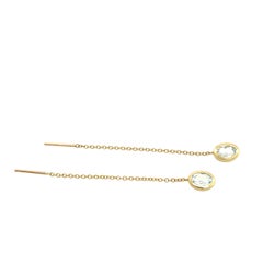 14ct Yellow Gold Chain Earrings Set With 2 Oval Aquamarines