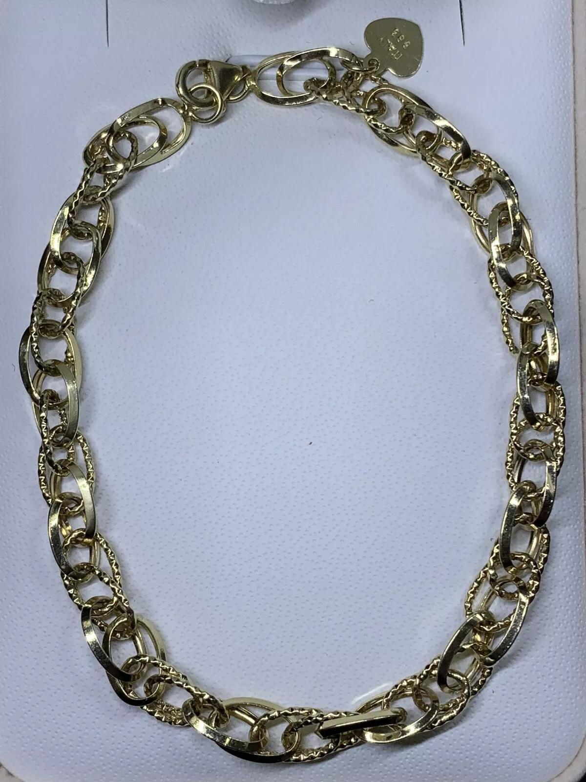 14ct yellow gold chunky chain bracelet Italian For Sale 1