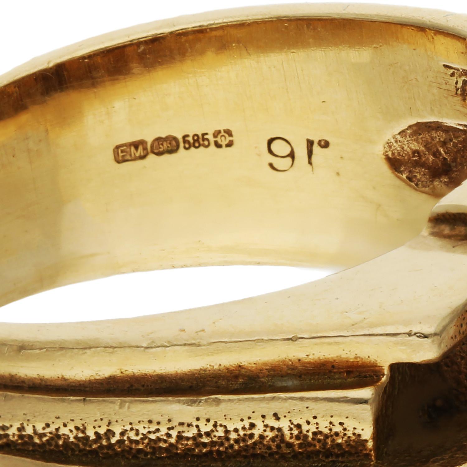 14ct Yellow Gold Chunky Diamond Ring 15.00grams In Good Condition For Sale In Birmingham, GB