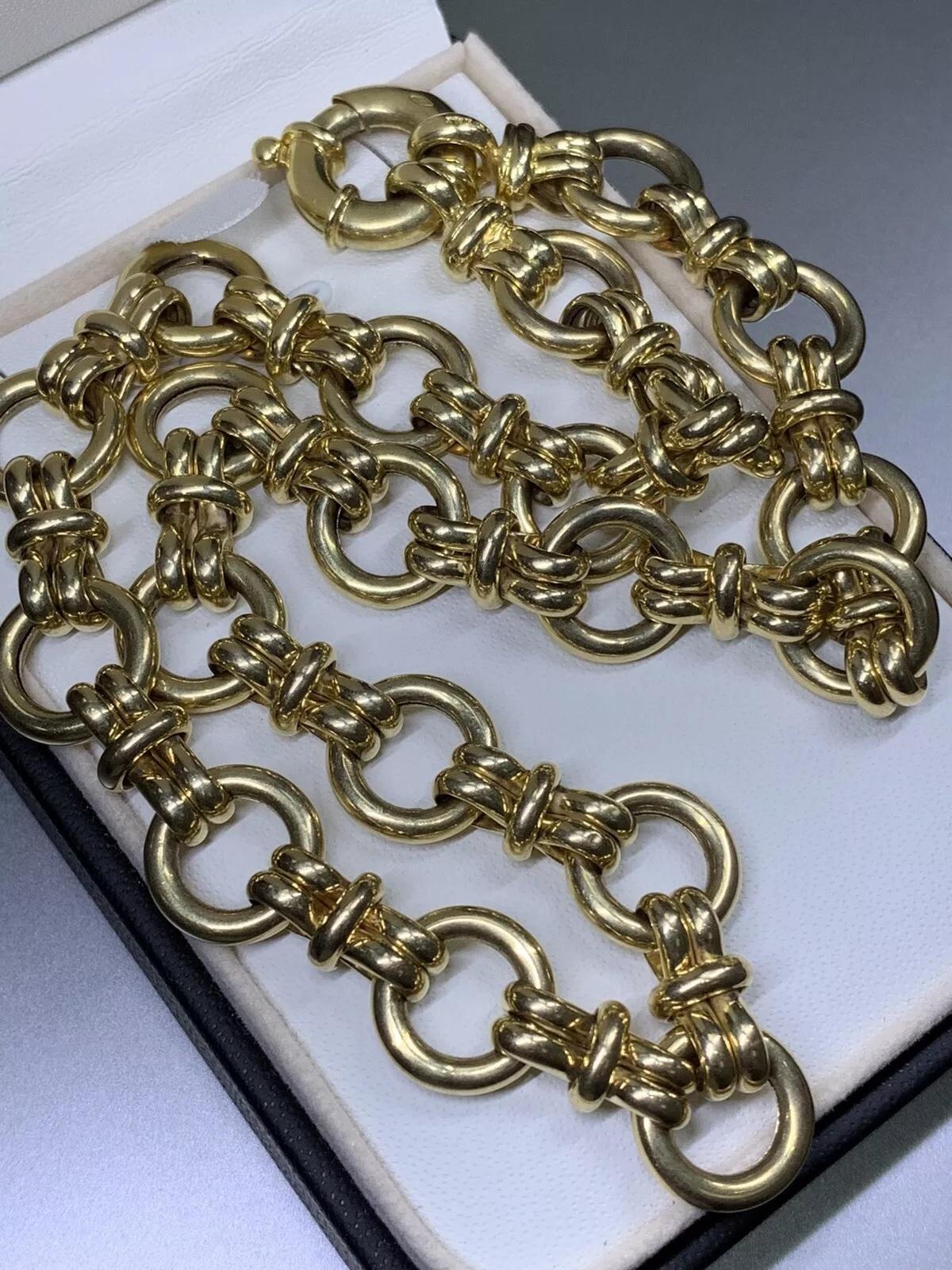 14ct yellow gold circle chunky choker necklace plain.
