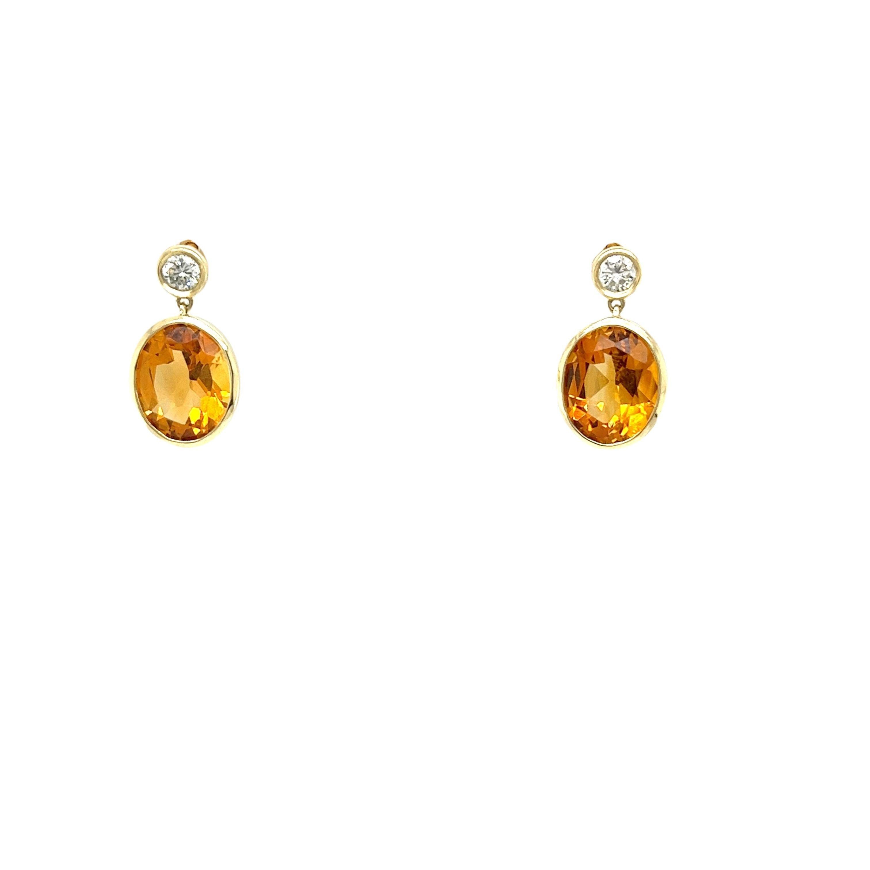 Orecchini pendenti in oro giallo 14ct con citrino e diamanti In condizioni Nuovo in vendita a London, GB