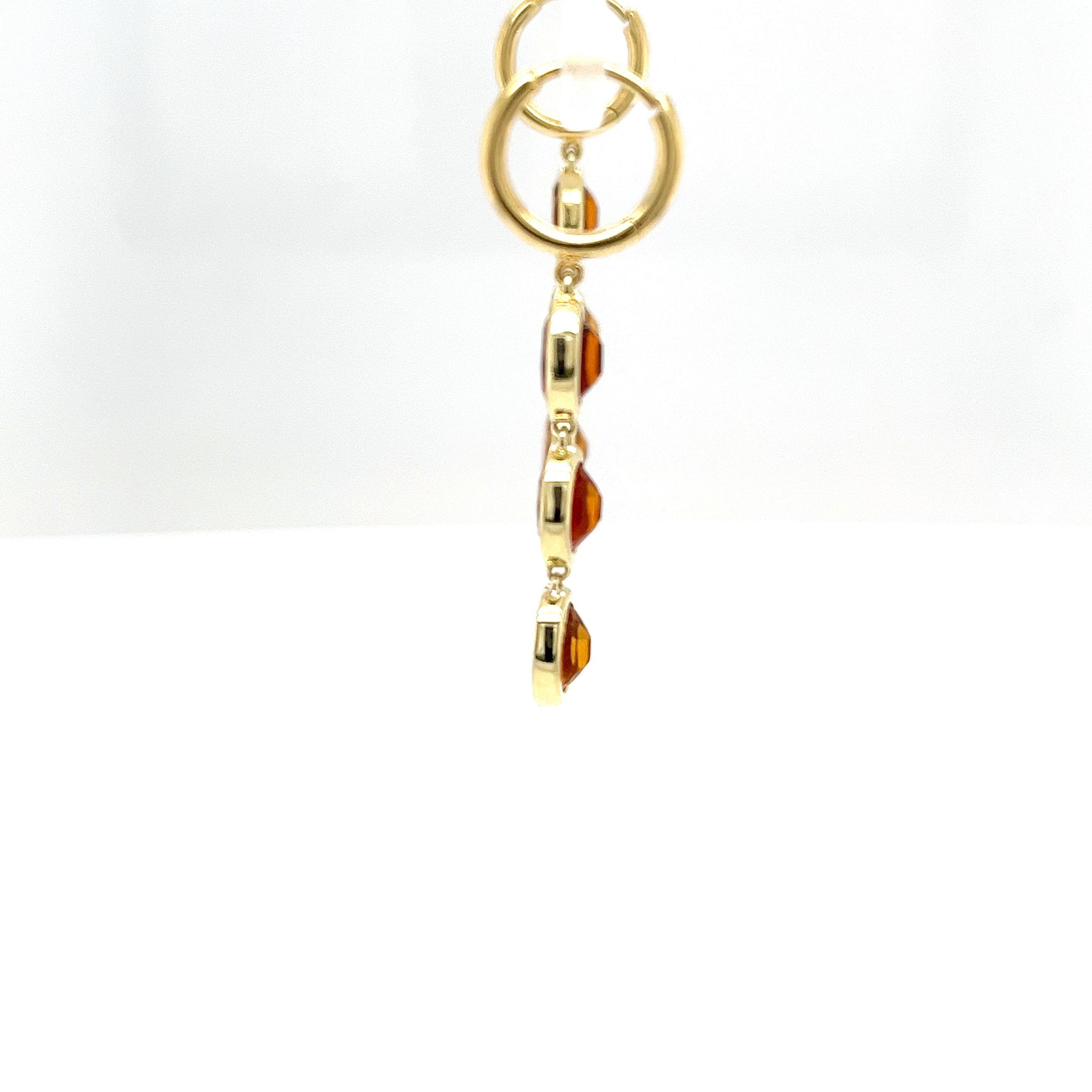 14ct Yellow Gold Citrine Drop Earrings In New Condition For Sale In London, GB