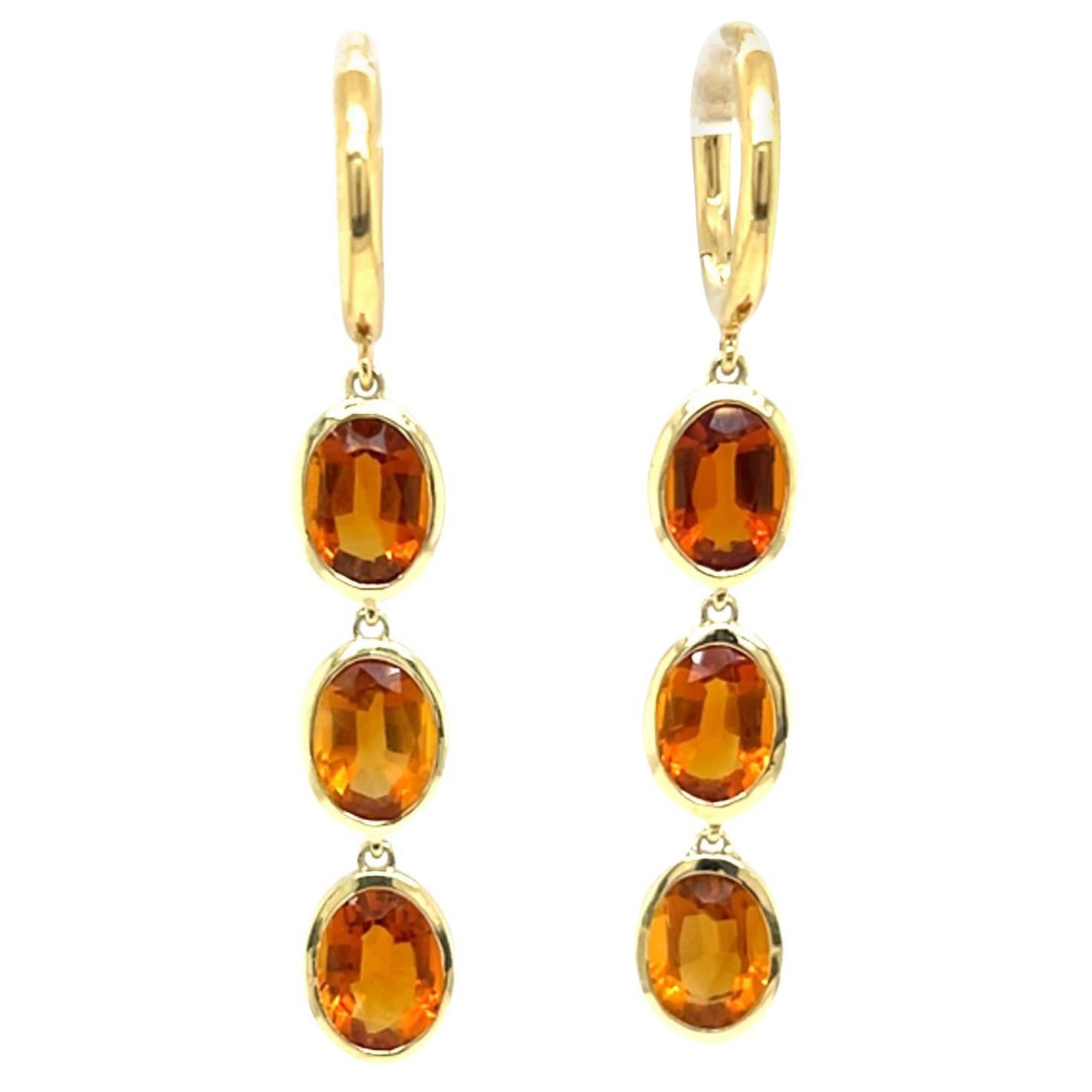14ct Yellow Gold Citrine Drop Earrings