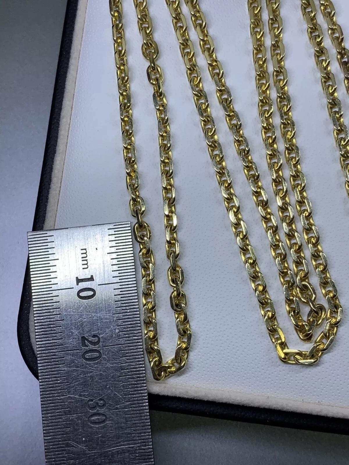 Collar de cadena de eslabones en forma de cubo de oro amarillo de 14 ct de 24,5 pulgadas. en Nuevo estado para la venta en London, GB