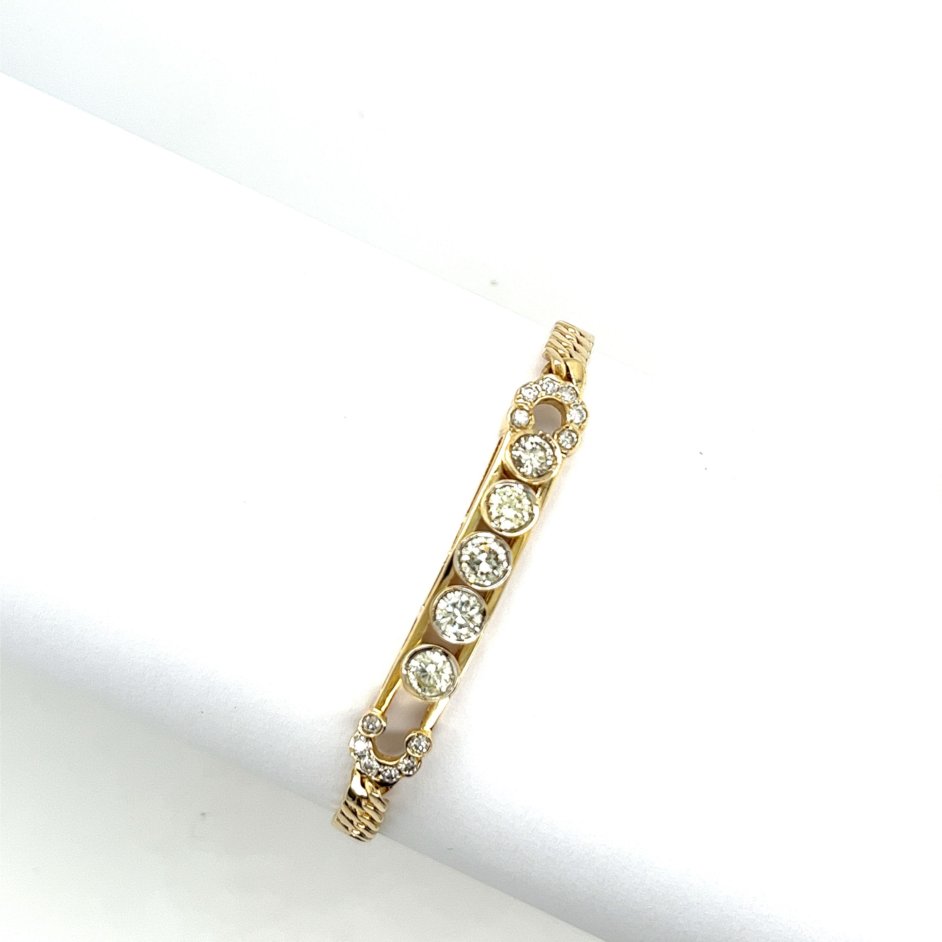 14 Karat Gelbgold Diamantarmband mit 5 abnehmbaren runden Diamanten, 1,20 Karat (Rundschliff)
