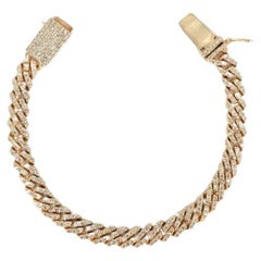 14ct Yellow Gold Diamond Curb Link Bracelet