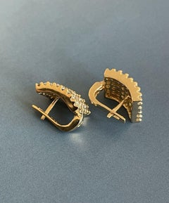 14ct yellow Gold Diamond Earrings 4ct Square Checkered leverback Studs hoop