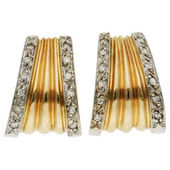 Boucles d'oreilles Clips en or jaune 14ct avec diamants 8.60 grammes