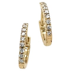 Orecchini a cerchio con diamanti in oro giallo 14ct, con 0,08ct di diamanti rotondi 9,50mm