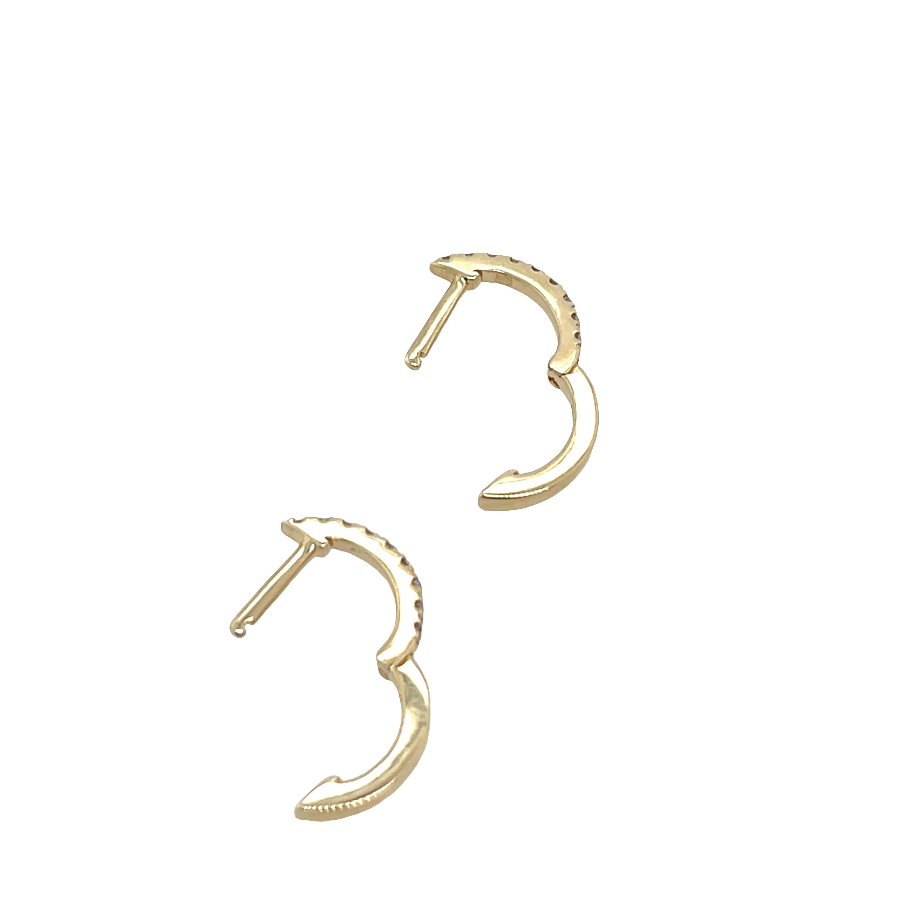 da uomo o donna Orecchini a cerchio con diamanti in oro giallo 14ct, con 0,09ct di diamanti rotondi 12mm in vendita