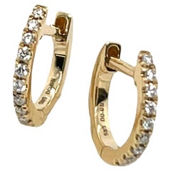 Orecchini a cerchio con diamanti in oro giallo 14ct, con 0,09ct di diamanti rotondi 12mm
